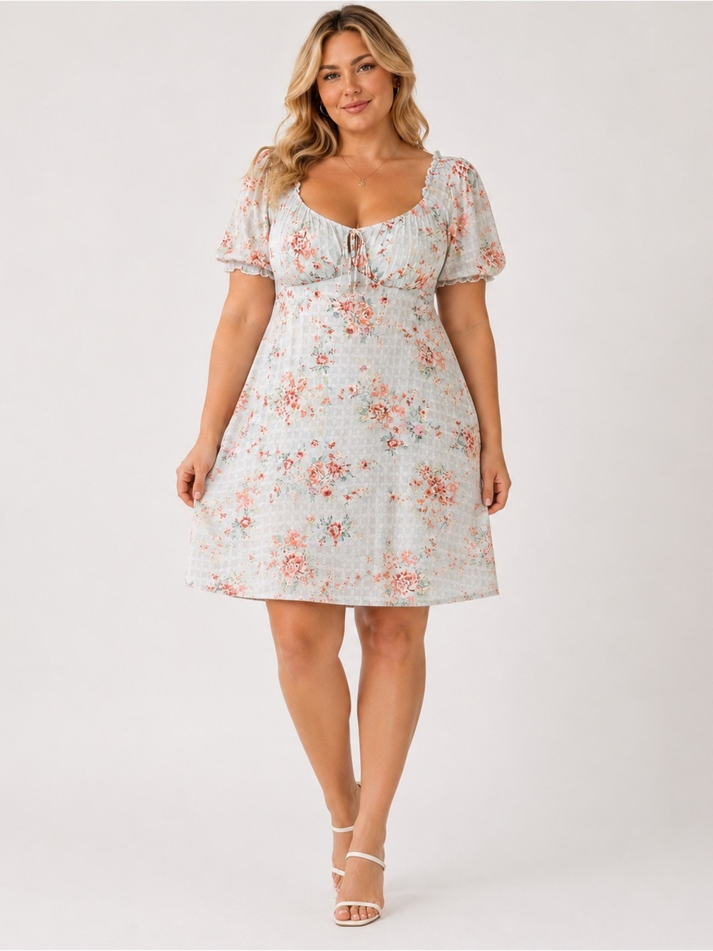 Hint of Mint Floral Plaid Babydoll Dress Size Large Fairy Coquette Y2K NWT
